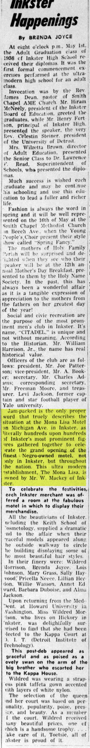 Mona Lisa Motel - May 1958 Article On Opening (newer photo)